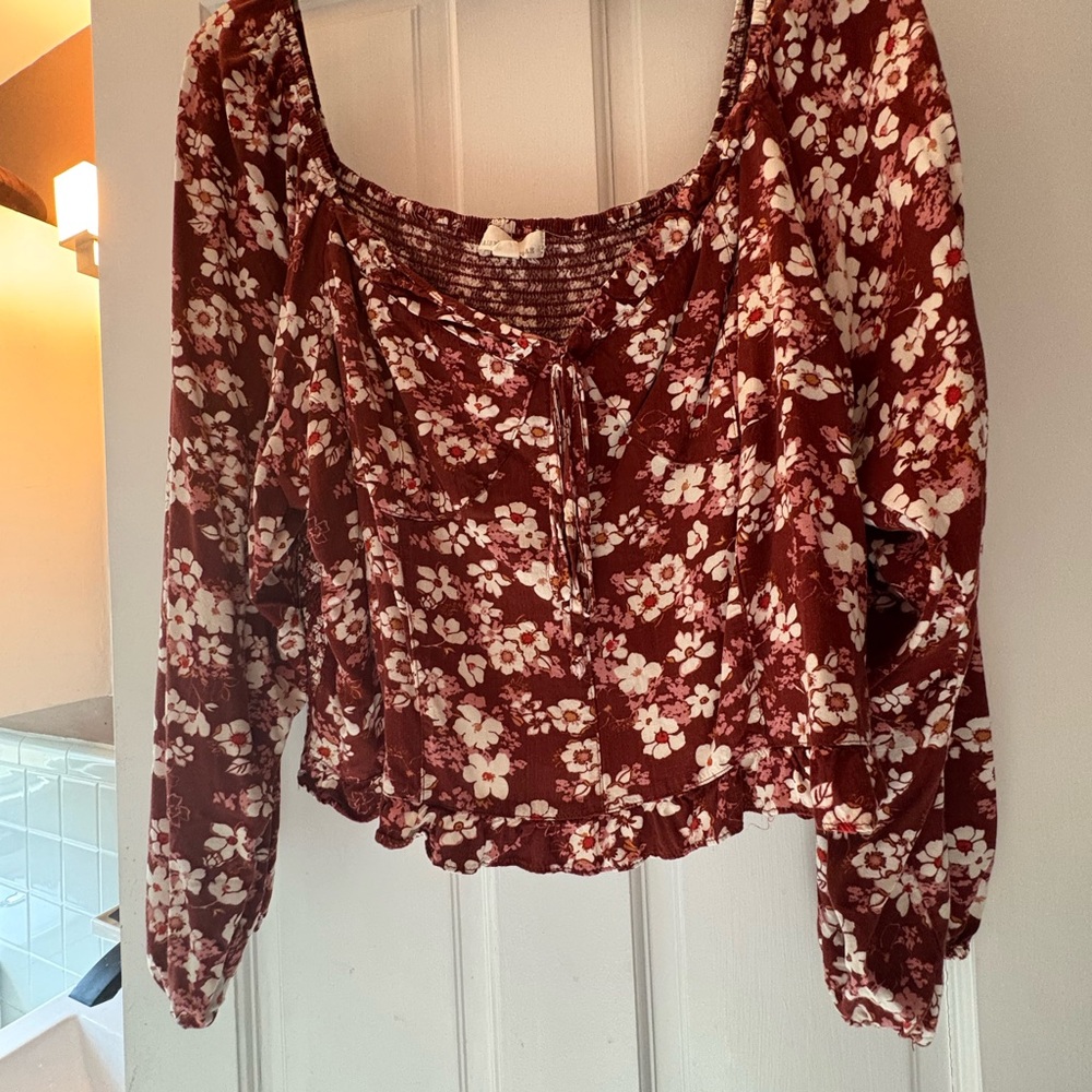 Elegant Floral Maroon Blouse